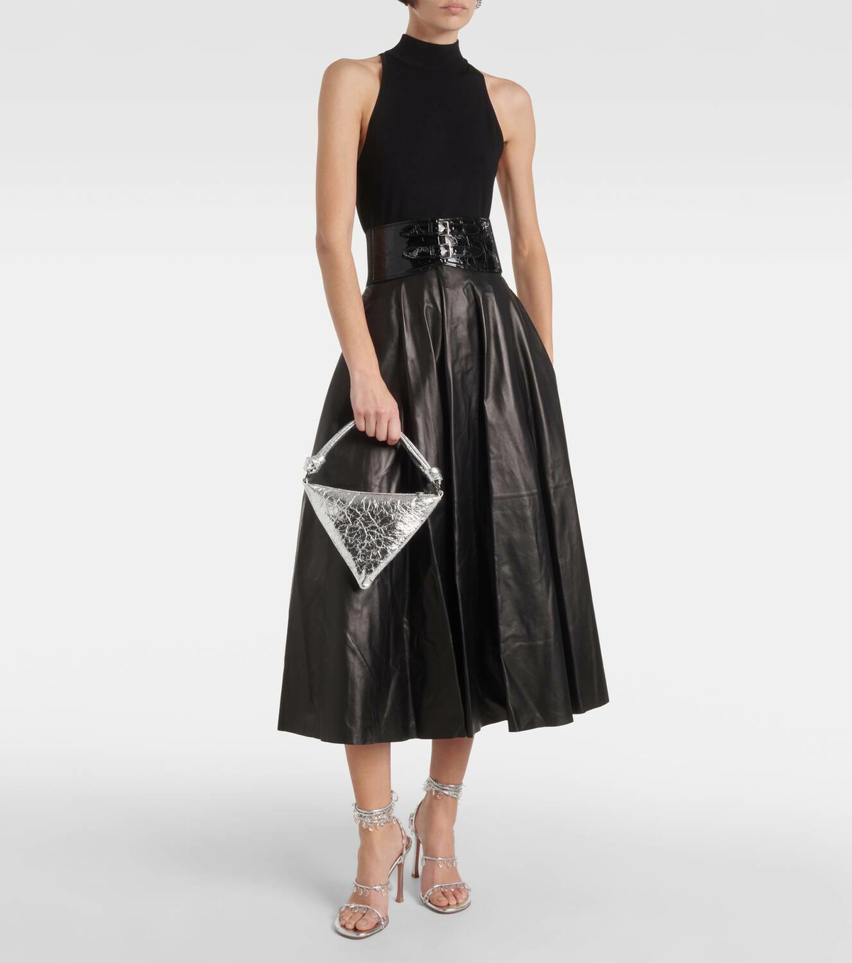Amina Muaddi Cameron Mini leather shoulder bag