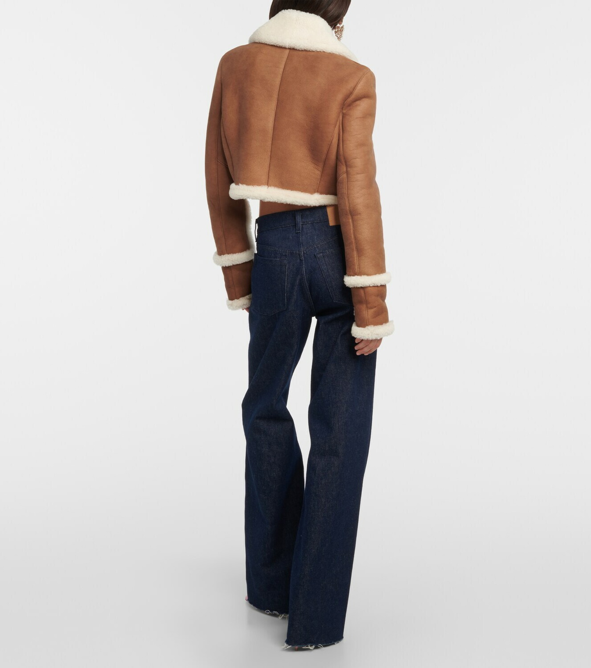 MAGDA BUTRYM 116724CREAM 関税送料込 Magda Butrym Cropped shearling-lined suede jacket Magda Butrym
