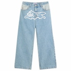 END. x ICECREAM Running Dog Double Scoop Denim Pant in Heavy Wash Blue