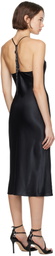 Fleur du Mal Black Buckle T-Strap Midi Dress