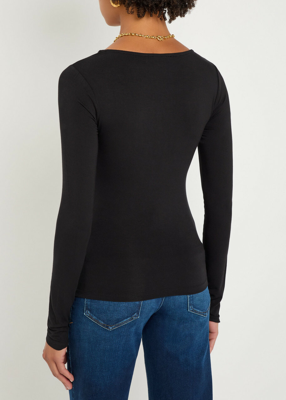 Good American Notched Stretch-jersey top Black