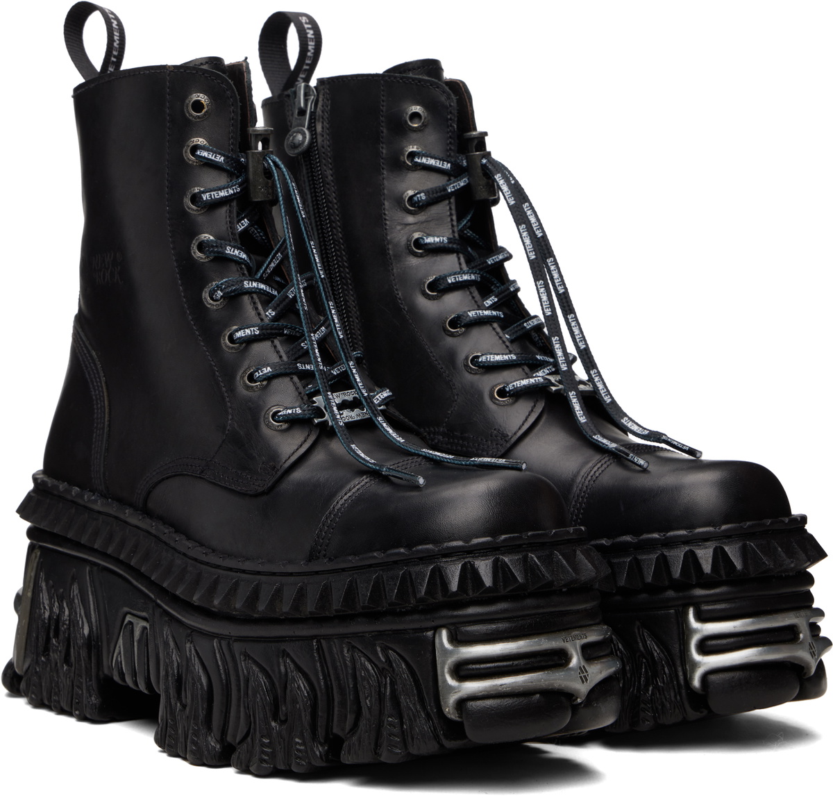 VETEMENTS Black New Rock Edition Combat Boots Vetements