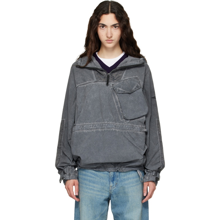 Photo: Stone Island Gray Q100035 Uneven Smerigliato & Canvas Anorak