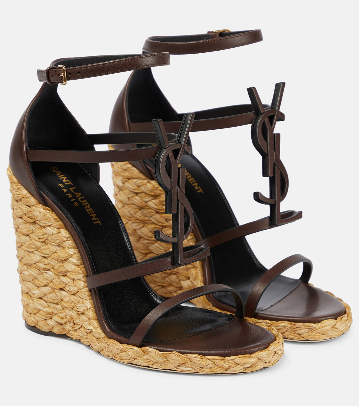 サンダル・ミュール Saint Laurent 'Cassandre' wedges CASSANDRA WEDGE ESPADRILLES IN VEGETABLE-TANNED LEATHER