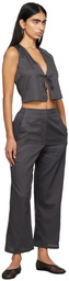 LESET Gray Yoko Tie Top