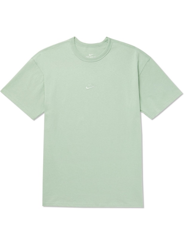 Photo: NIKE - Logo-Embroidered Cotton-Jersey T-Shirt - Green