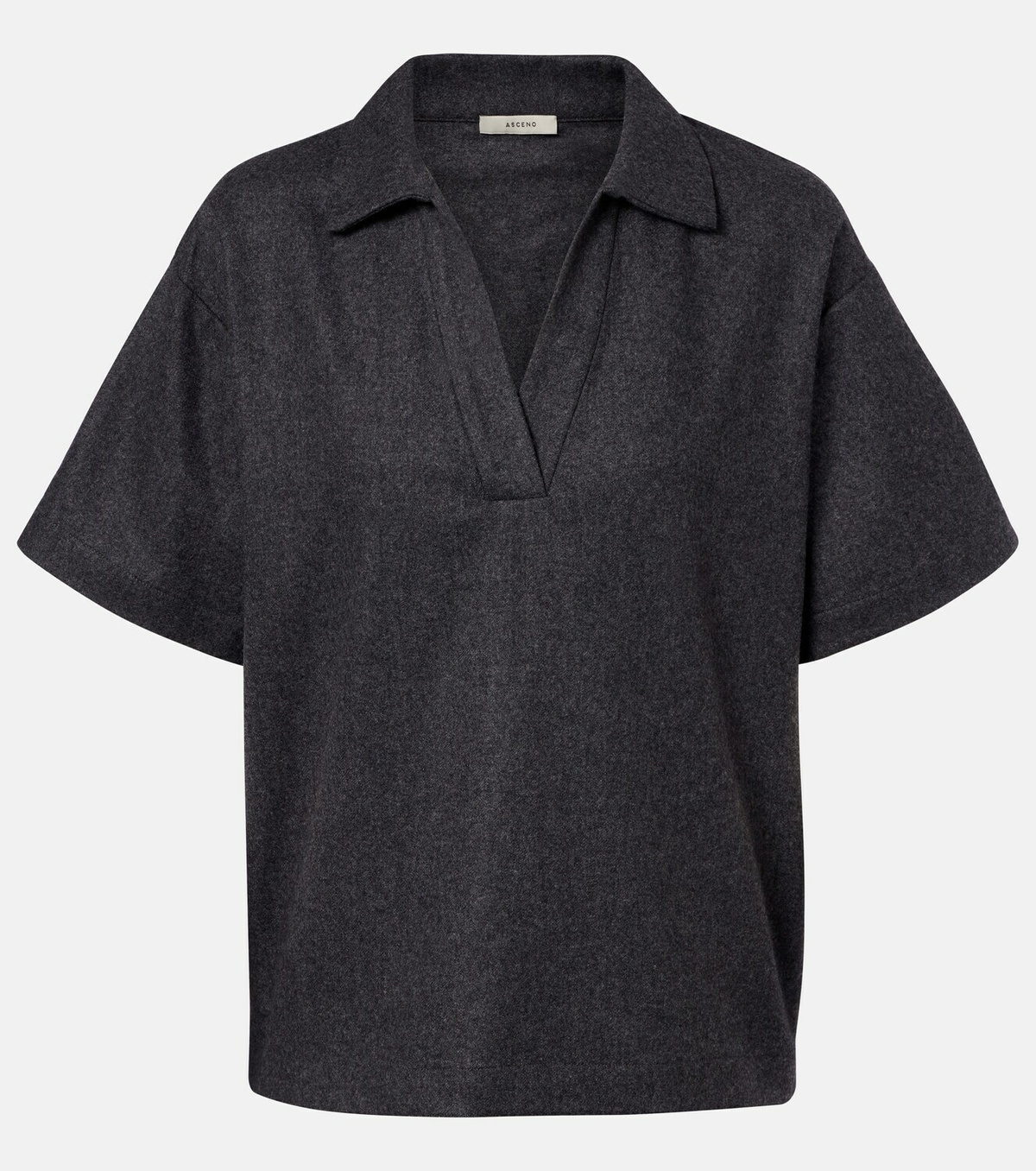 Asceno Modena wool and cashmere flannel polo shirt
