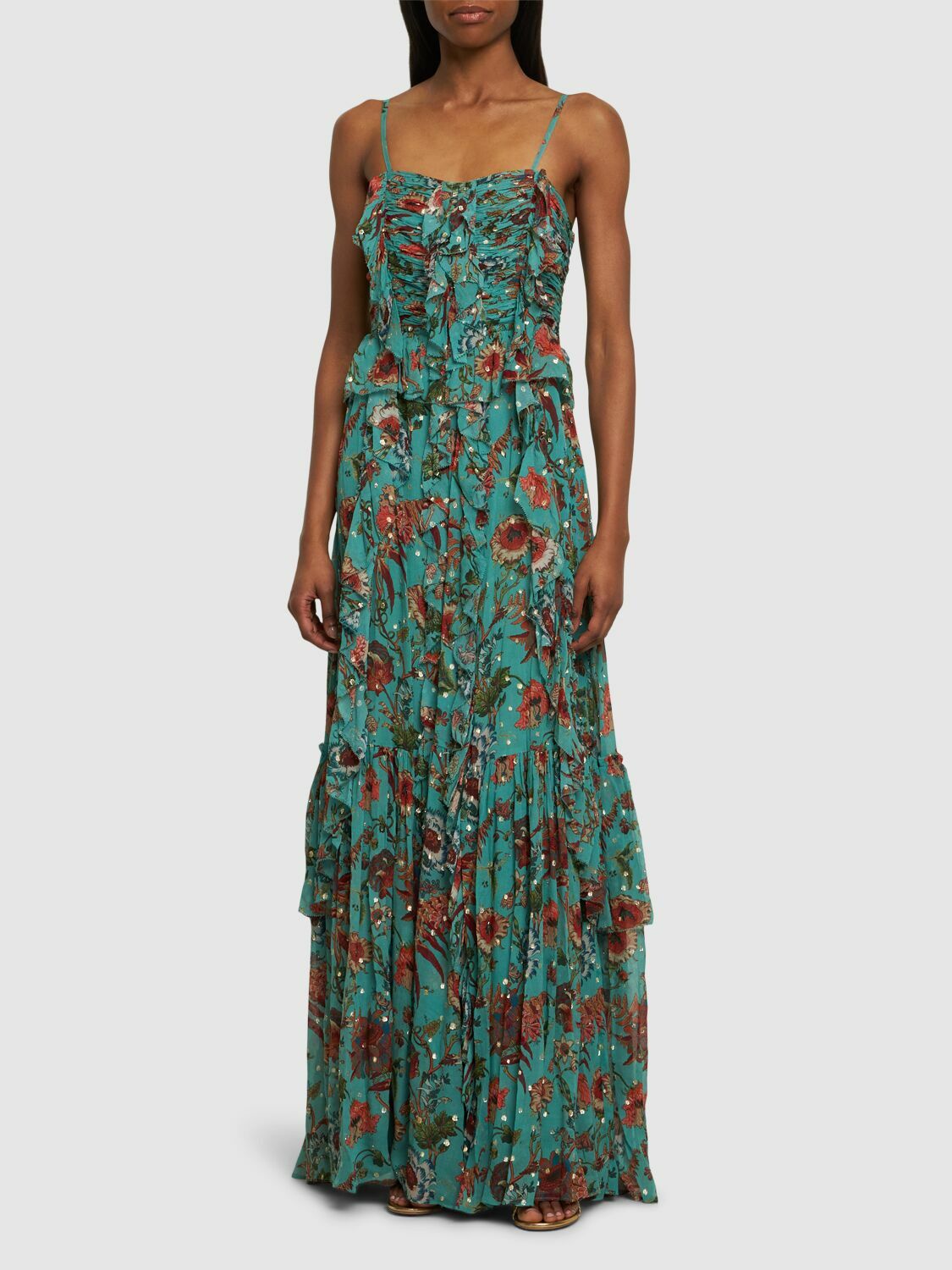 ULLA JOHNSON - Colette Printed Silk Blend Long Gown Ulla Johnson