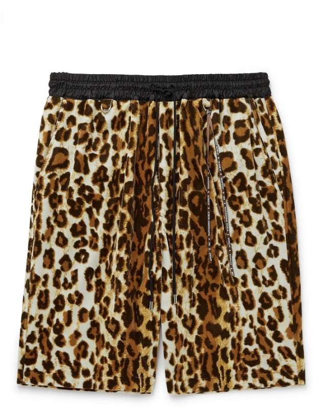 Photo: MASTERMIND WORLD - Logo-Embroidered Leopard-Print Velour Drawstring Shorts - Multi
