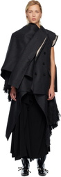 sacai Gray Double-Faced Plaid Melton Vest