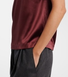 Brunello Cucinelli Monili silk-blend satin T-shirt