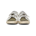 Golden Goose White and Khaki Old School Superstar Sneakers