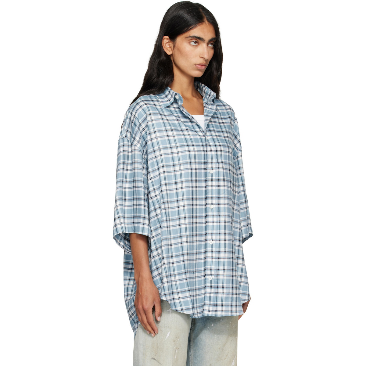 Acne Studios Blue Checked Flannel Shirt
