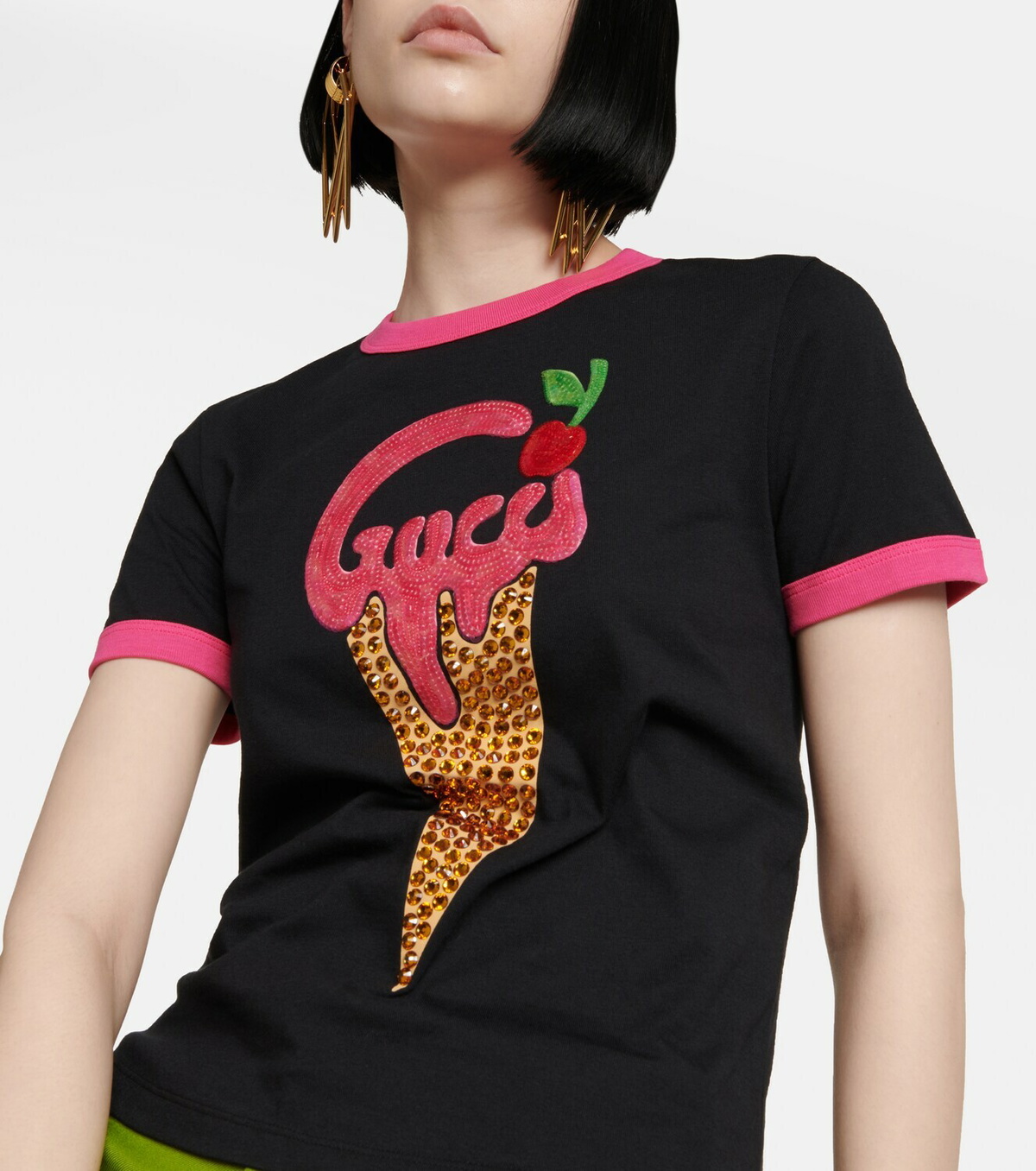 Gucci - Embellished cotton T-shirt Gucci