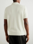 Brioni - Basketweave Cotton, Silk and Cashmere-Blend Polo Shirt - White