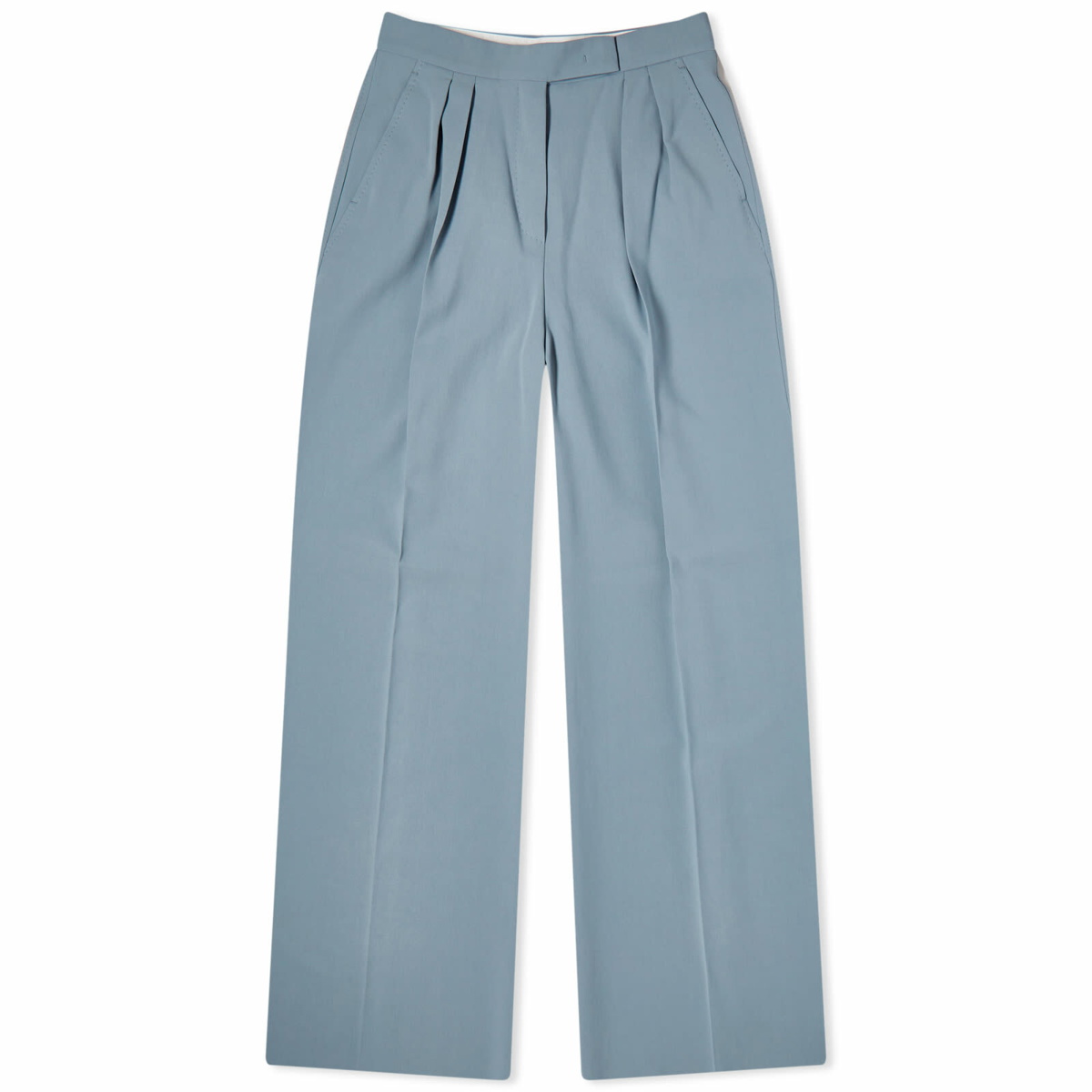 Wide-leg Twill Pants - Light blue - Ladies