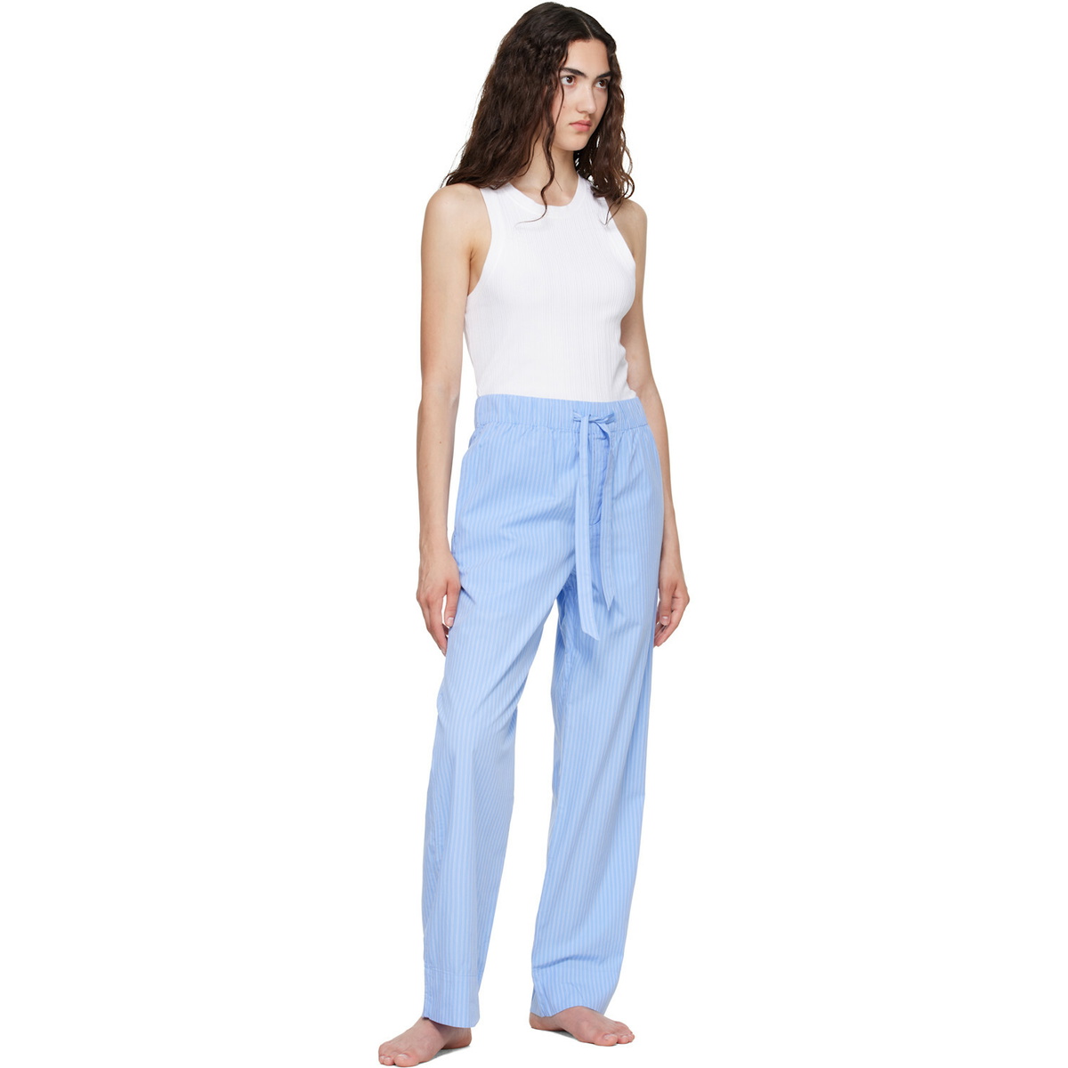 Tekla Blue Poplin Pyjama Pants