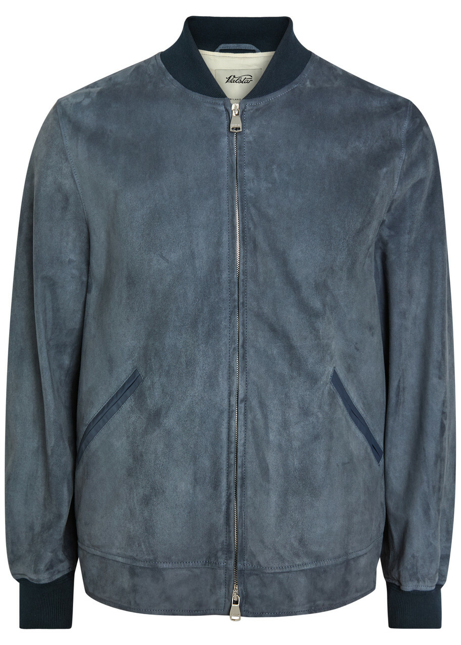Valstar Evans Suede Bomber Jacket Blue