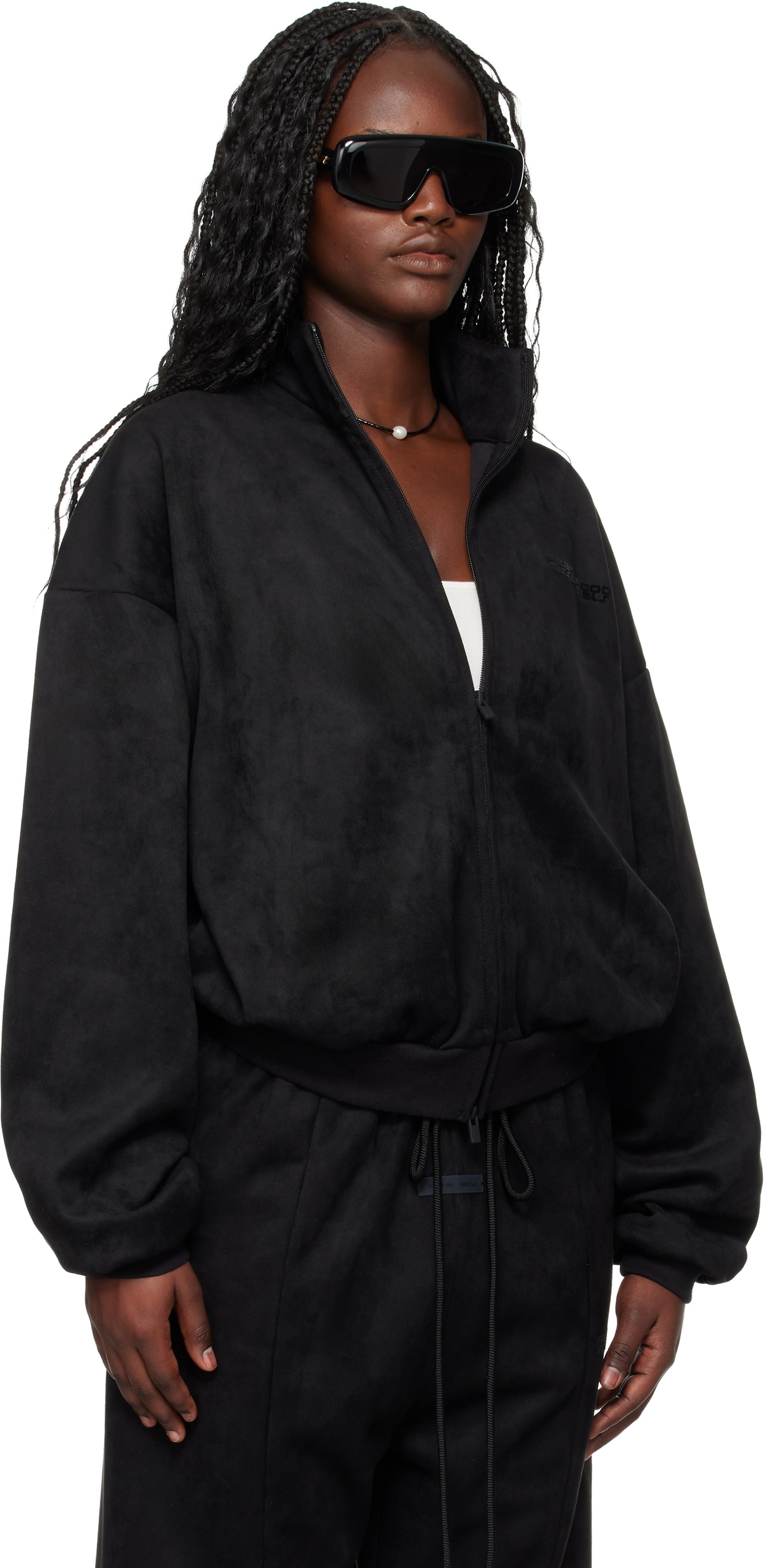 Fear of God ESSENTIALS Black Holiday Faux-Suede Fleece Vintage Track Jacket