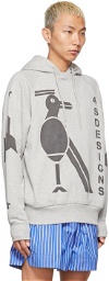 4SDESIGNS Grey Bird Stencil Hoodie