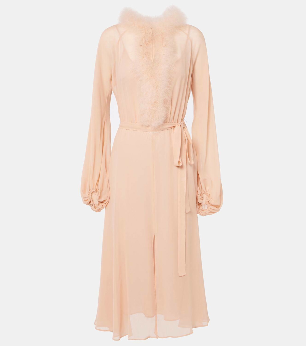 Blumarine Georg feather-trimmed midi dress