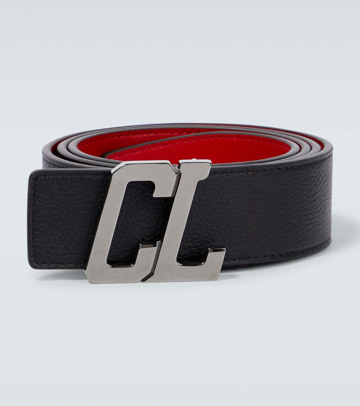 CHRISTIAN LOUBOUTIN Loubi 4cm Logo-Embossed Spiked Leather Belt