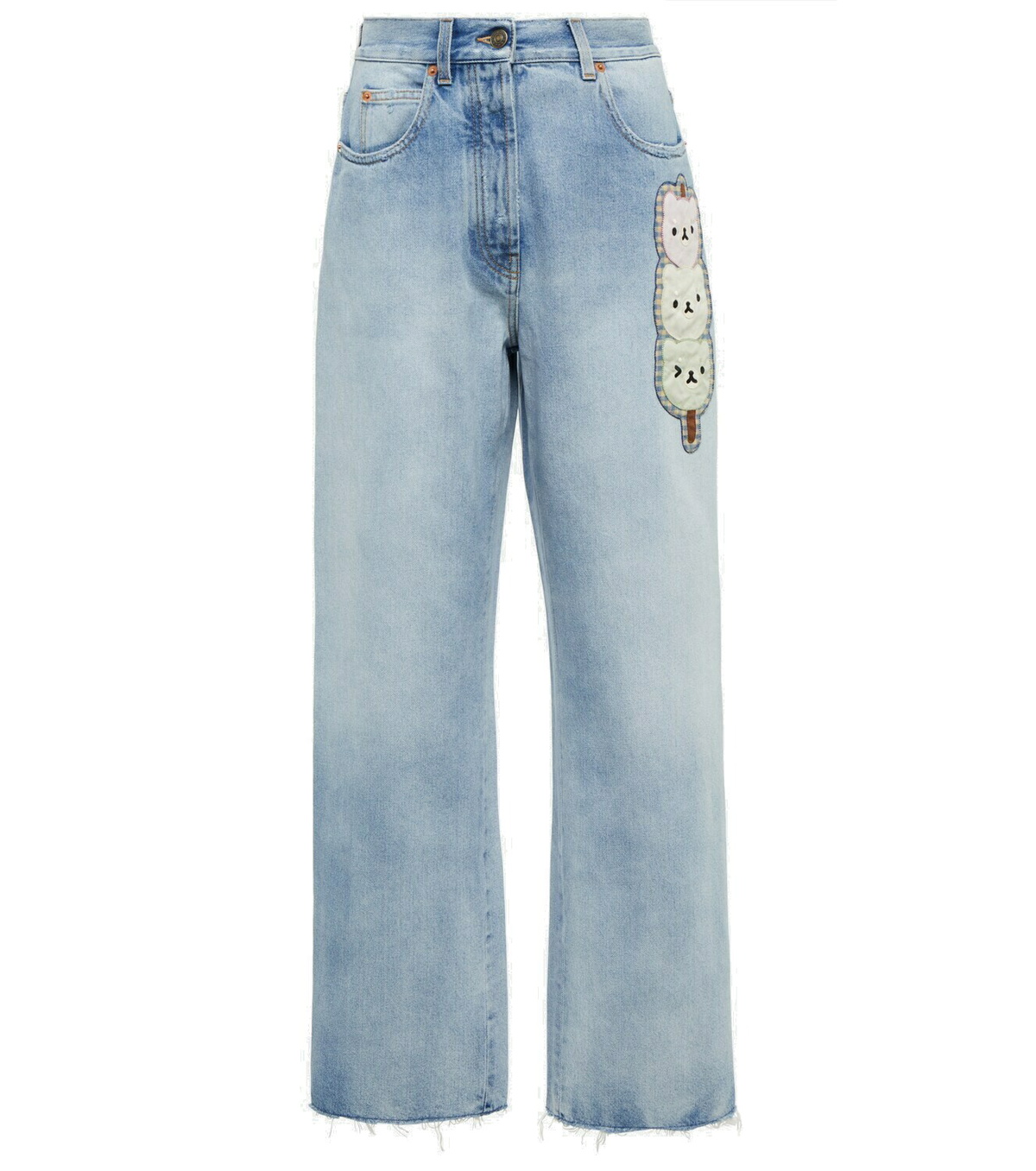 Gucci - Embroidered wide-leg denim jeans Gucci