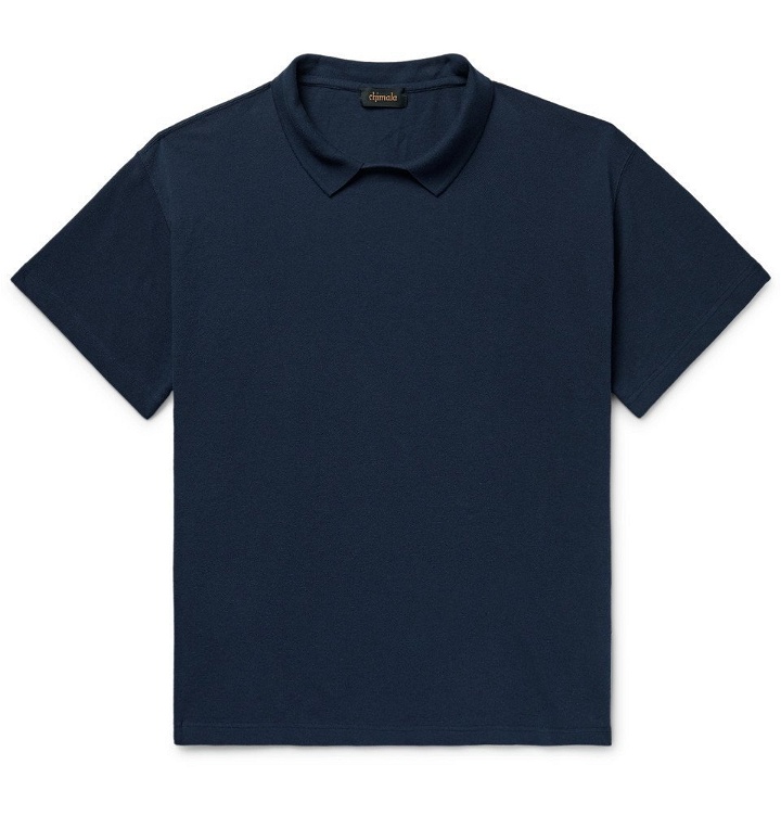 Photo: Chimala - Collared Cotton-Piqué T-Shirt - Navy