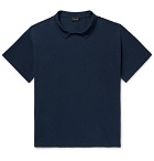 Chimala - Collared Cotton-Piqué T-Shirt - Navy