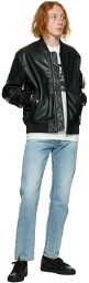 PS by Paul Smith Black Bomber Leather Jacket