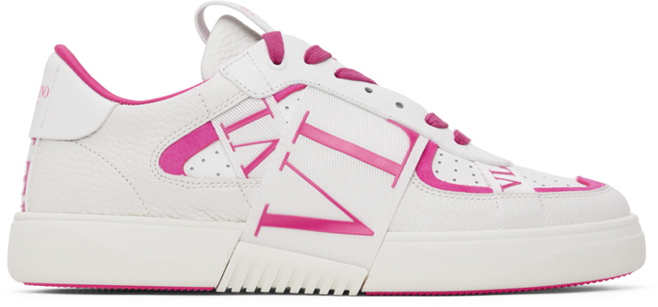 Photo: Valentino Garavani White & Pink 'VL7N' Sneakers