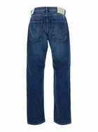Icon Denim Blue Five Pocket Jeans With Logo Patch On The Back In Denim Man
