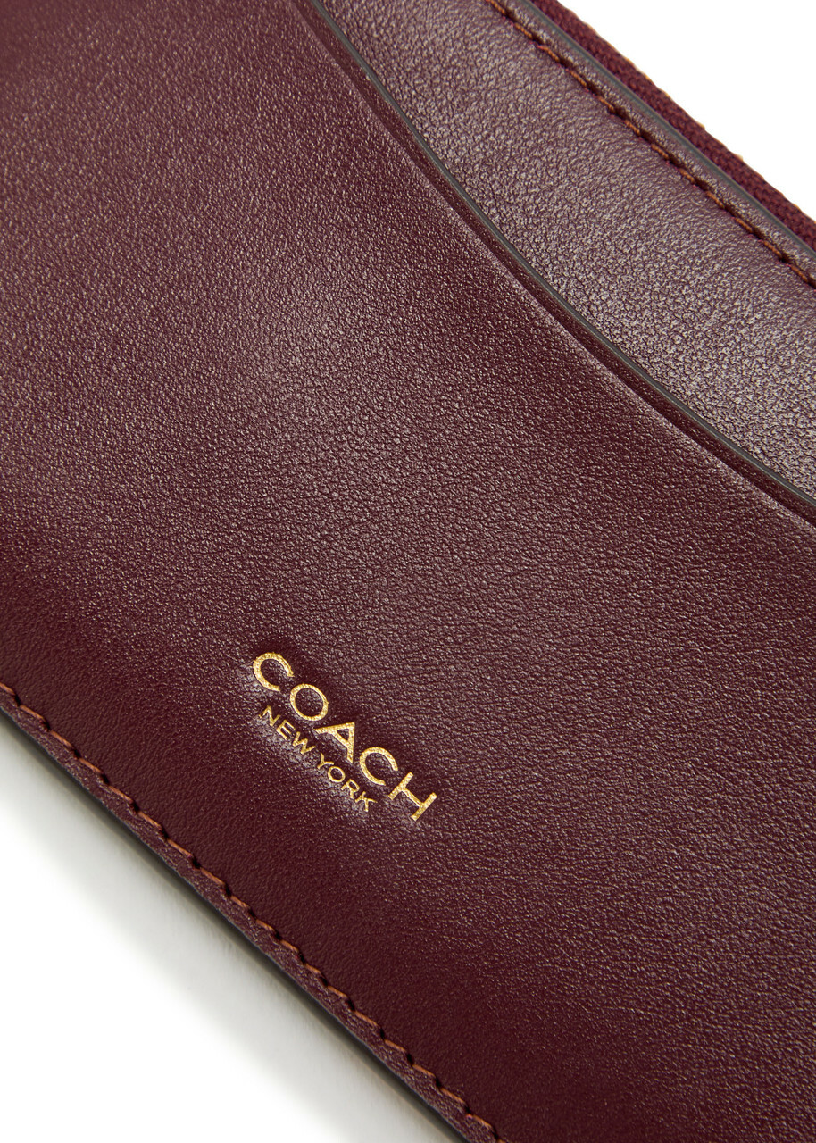 Coach New York Colour-block Leather Cardholder - Burgundy - One Size