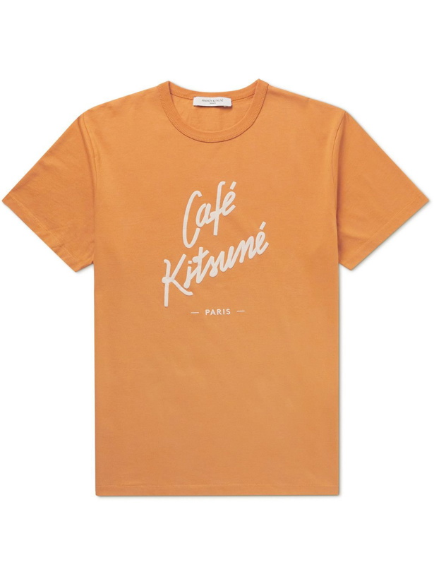 Photo: Maison Kitsuné - Logo-Print Cotton-Jersey T-Shirt - Orange