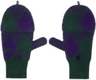 Burberry Green & Purple Argyle Wool Mittens