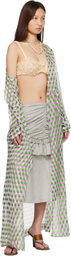 Dries Van Noten White & Green Polka Dot Print Silk Creponne Jacket