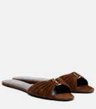 Saint Laurent Cassandre suede slides
