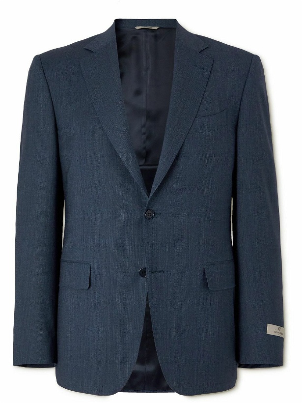 Photo: Canali - Super 130s Unstructured Wool and Cotton-Blend Suit Jacket - Blue