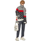 Gucci Navy and Off-White Knit GG Stripe Zip-Up Jacket