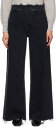 FRAME Black 'Le Low Baggy Wide Leg' Jeans