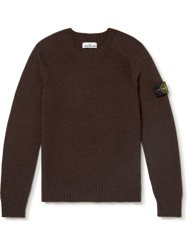 Photo: Stone Island - Logo-Appliquéd Wool-Blend Sweater - Brown