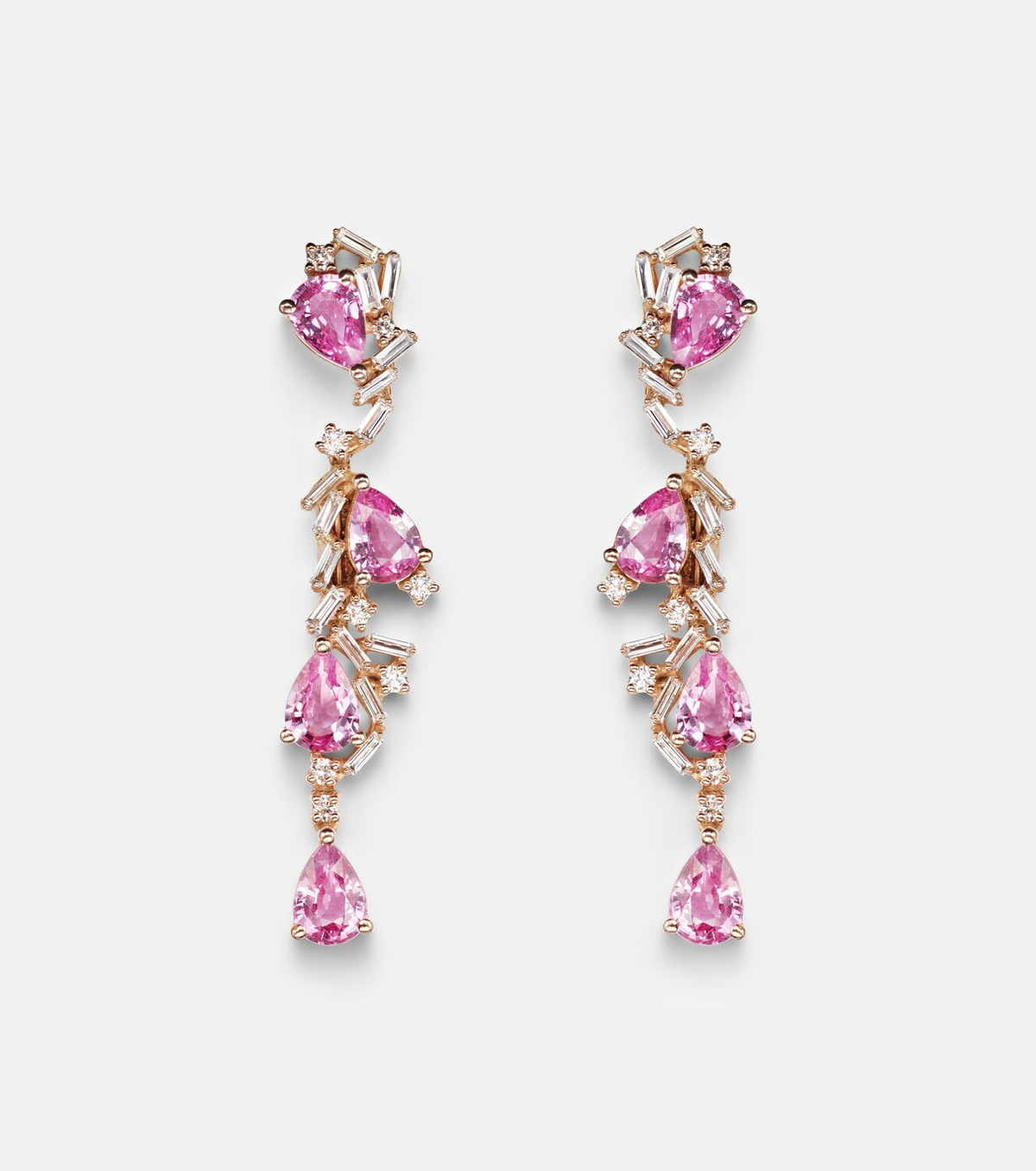 Suzanne Kalan 18kt rose gold drop earrings with sapphires and diamonds