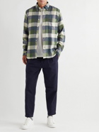 Hartford - Pitt Button-Down Collar Checked Cotton-Flannel Shirt - Green