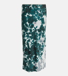 Dries Van Noten Printed satin midi skirt