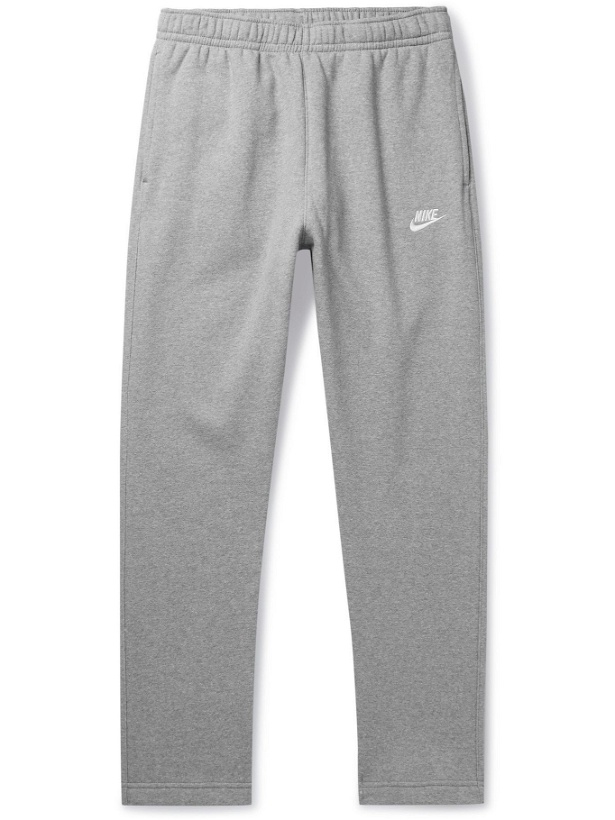 Photo: NIKE - NSW Club Slim-Fit Logo-Embroidered Cotton-Blend Jersey Sweatpants - Gray