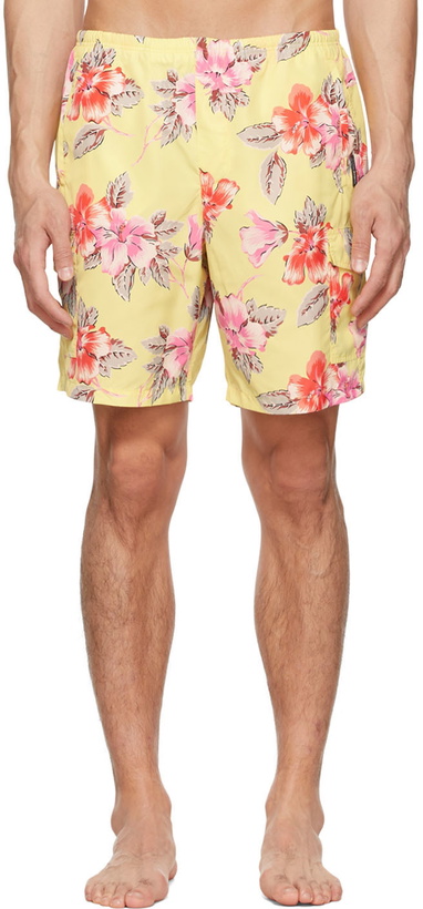 Photo: Palm Angels Yellow Polyester Swim Shorts