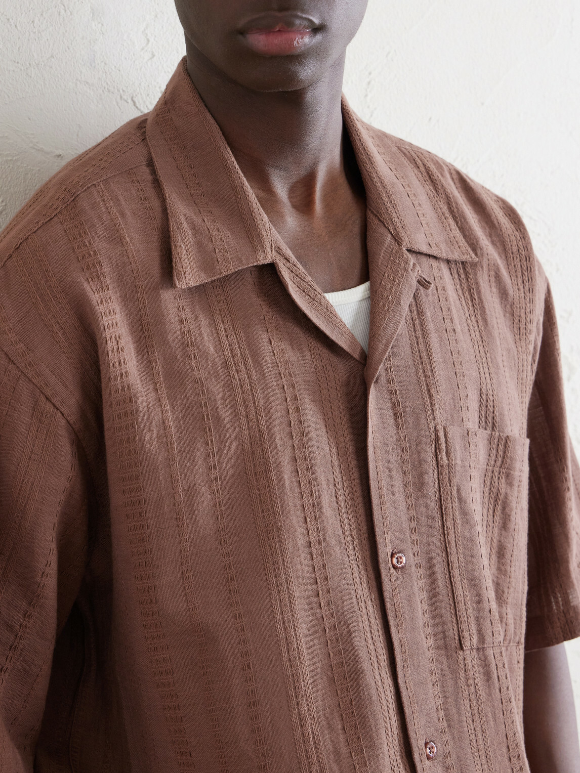 Kardo - Rohit Convertible-Collar Cotton-Jacquard Shirt - Brown