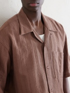 Kardo - Rohit Convertible-Collar Cotton-Jacquard Shirt - Brown