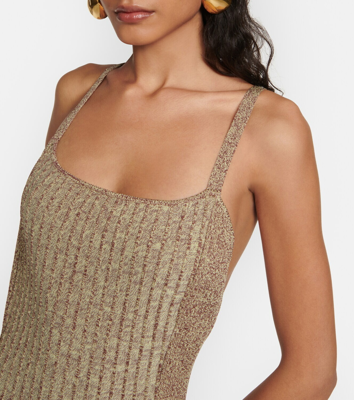 open lace back dress GANNI | Ribbed Knitted Halterneck Midi Dress