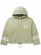 CHERRY LA - Striped Logo-Print Cotton-Jersey Hoodie - Green
